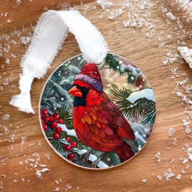Fastpeace Memorial Cardinal Christmas Ornament - Gifts for Loss of Loved Ones - Acrylic Keepsake Decor (Red Cardinal)