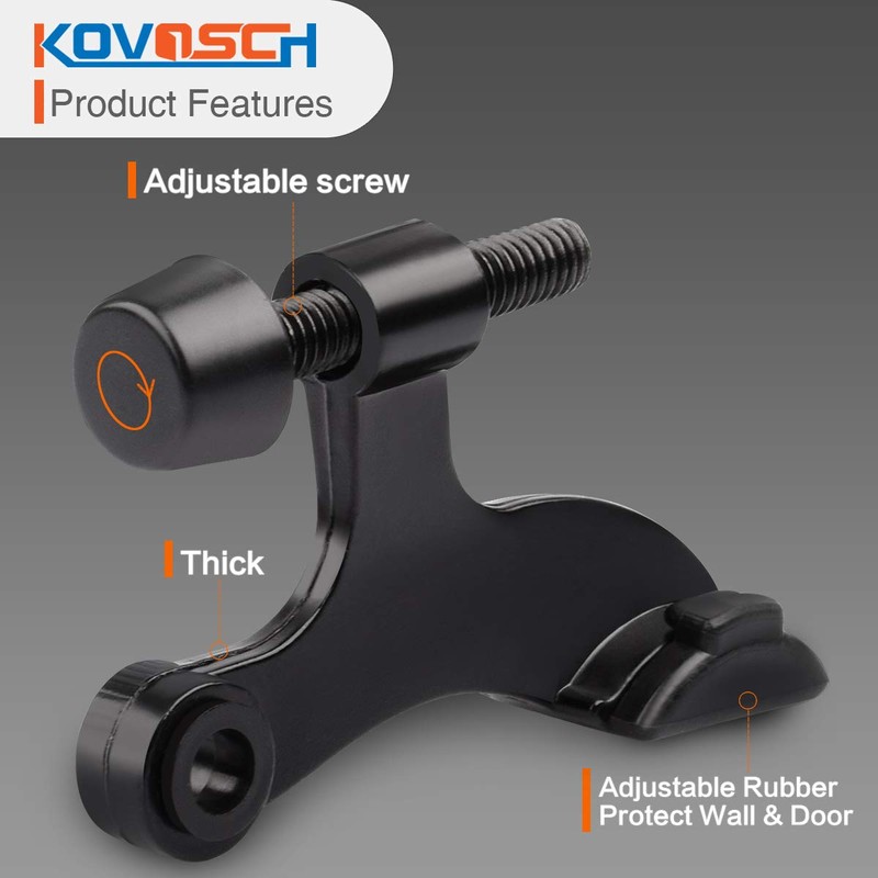 KOVOSCH 10 Pack Hinge Pin Door Stopper Black - Adjustable