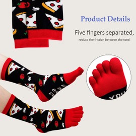 ZAKASA Men’s Toe Socks Cotton Five Finger Crew Socks Athletic Running Socks 5 Pairs