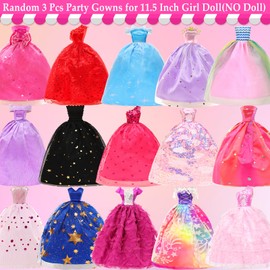 85 Pcs Doll Accessories - 12 Fashion Dresses 3 Party Gowns 4 Outfits 3 Swimsuits Bikini with 63 Accessories for 11.5 Inch Dolls(NO Doll)