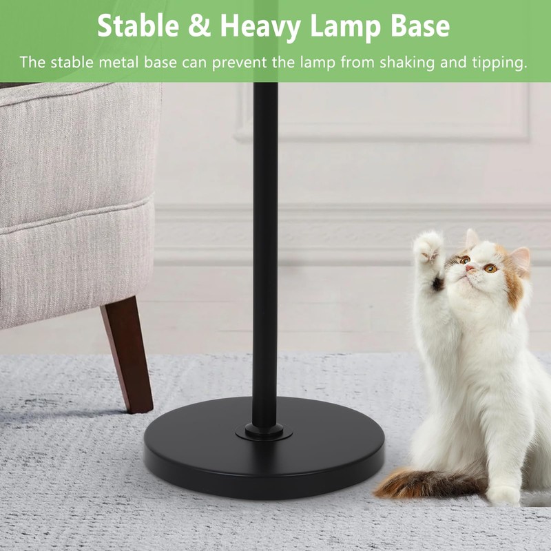 Stepeak Black Modern Crystal Floor Lamp, 3 Lights Standing Lamp