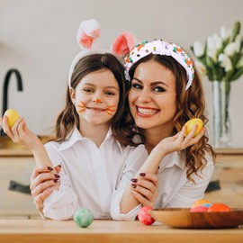 Easter Headbands for Women Colorful Easter Egg Carrot Bunny Headband Embellished Crystal Rhinestone Wide Top Knot Headband Easter Outfits Accessories Spring Holiday Headwear Gifts (Carrot&Bunny White)