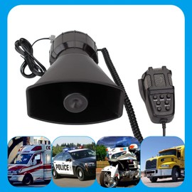 AOLIHAN Car Siren 7 Tone PA System Vehicle Siren Horn Megaphone Speaker 12V 100W Emergency Sound Amplifier with Microphone Fire Ambulance Hooter Traffic Sound