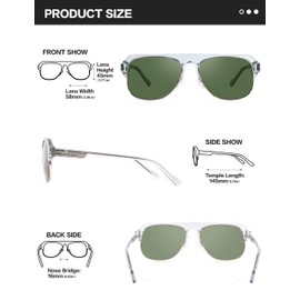 BIRCEN Acetate Polarized Sunglasses for Men: Classic Metal Frame Club Sun Glasses UV Protection for Driving Vacation Golf Gray