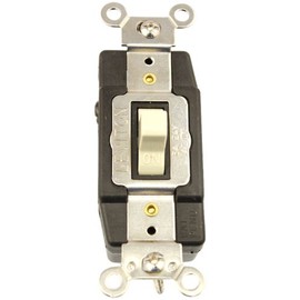 Leviton 1081-I 3 Amp, 24 Volt AC/DC, Toggle Double Throw, Center Off, Momentary Contact, Single Pole, AC Quiet Switch, Industrial Grade, Grounding, Ivory