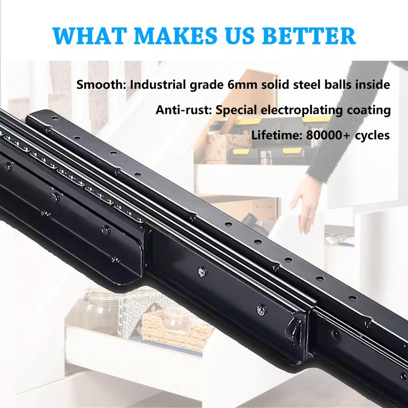 Undermount Drawer Slides, HANKEY Heavy Duty Drawer Slides Bottom Mount