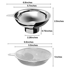 Serinar Canning funnel with stainless steel filter for regular mouth Mason jars - Stainless steel funnel for kitchen filling, Canning funnel (for use with regular mouth Mason jars)