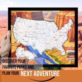 flinelife National Parks Map With Push pins, 12X10, National Park Map Tracker, National Park Tracker Checklist, Perfect for National Parks Lovers, Hiker, Couples and Families Gift