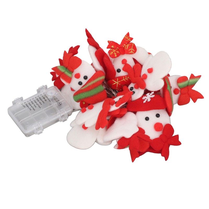 Snowman String Lights Cute Snowman Design 6.6ft Long Remote Control