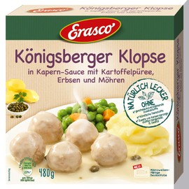 Erasco Klopse (480 g) - With Peas & Carrots and Mashed Potatoes - Pleasure Like Grandma - Ready in a Flash - Simply Delicious