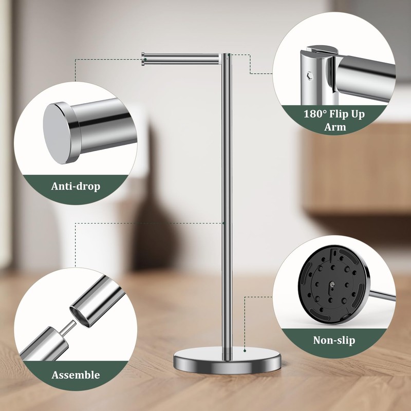 Toilet Paper Holder Stand, Freestanding Tissue Roll Holder for Bathroom,