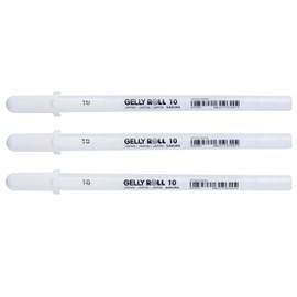 Sakura Gelly Roll 3 x Bright White pens in case, Bold, size 10
