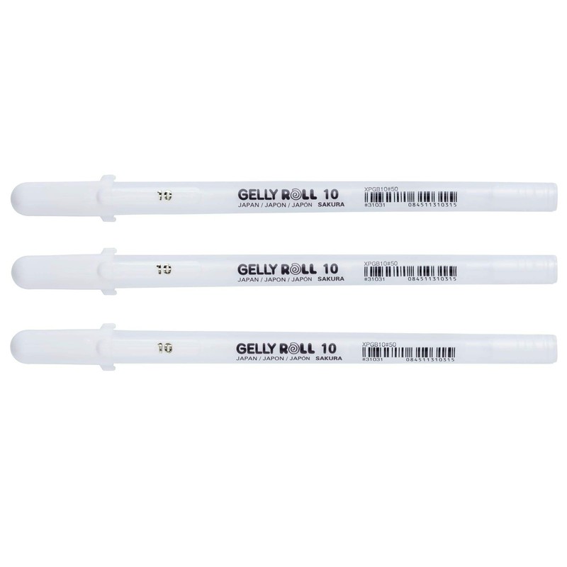 Sakura Gelly Roll 3 x Bright White pens in case,
