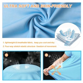 GarBull Rash Guard Men's Short-Sleeved Shirt UPF 50+ UV Shirt Quick-Drying Breathable Sun Protection for Outdoor Surfing Swimming Running, grey-blue, M