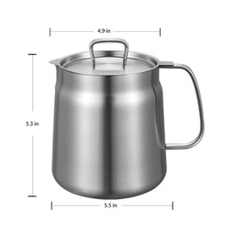 Stainless Steel Oil Strainer Pot with Filter and Fry Basket 50.7floz - Large Capacity 2 in 1 Cooking Oil Filter, 304 Stainless Steel, Ergonomic Handle - Versatile Tool for Oil Frying