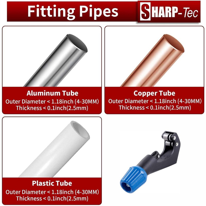 Sharp-tec 4-30mm Pipe Cutter, Adjustable Tube Cutter with Aluminum Alloy