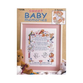 LEISURE ARTS Sweet Baby Memories Cross Stitch Book - 16 Pages of Baby Keepsake Patterns - Birth Announcements, Photo Displays, First Haircut and Handprint Designs