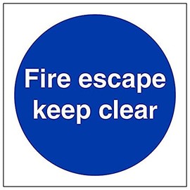 Vsafety 18004AF-R'Fire Escape Keep Clear' Sign, Square, 100 mm x 100 mm (Pack of 3)