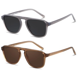 ANDWOOD Square Aviator Sunglasses Polarized Mens Womens UV Protection Sun glasses 2 Pack Shades
