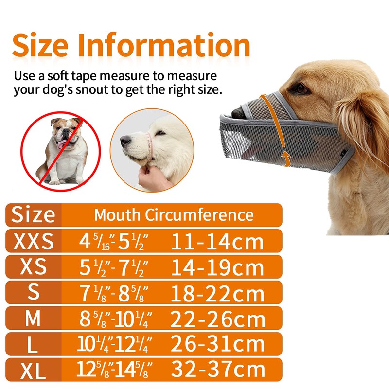 Dog Muzzle - Soft Nylon Adjustable Breathable Mesh Mask, Mouth
