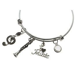 Clarinet Bangle Bracelet in stainless steel. Music jewelry. Clarinet Gifts. Music gifts. Music teacher gift. Clarinet jewelry. Bracelet
