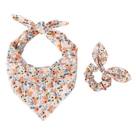 Dog Bandanas & Matching Scrunchie Set Flower Dog Scarf Bibs with Bow Scrunchies for Medium Large Dogs & Pet Owner