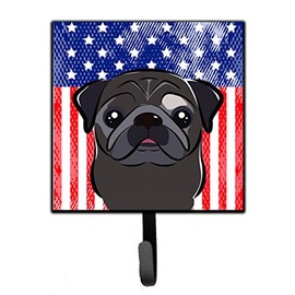 Caroline's Treasures American Flag and Black Pug Leash or Key Holder Hooks, Multicolor