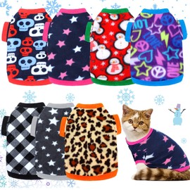 7 Pcs Dog Fleece Sweaters Dog Sweatshirt Winter Outfits Soft Fleece Puppy Sweater Outfits for Chihuahua Yorkshire Pets Cat(Cool,S(Neck: 8.27", Chest: 13.78", Back: 9.84"))