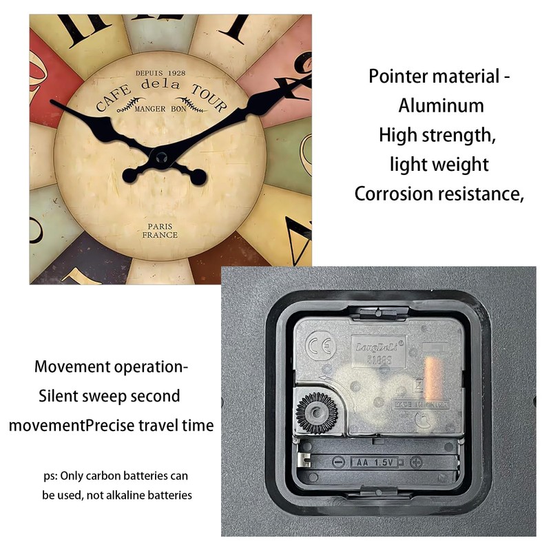 Constantplanet Farmhouse Wooden Wall Clocks Battery Operated 10 Inch