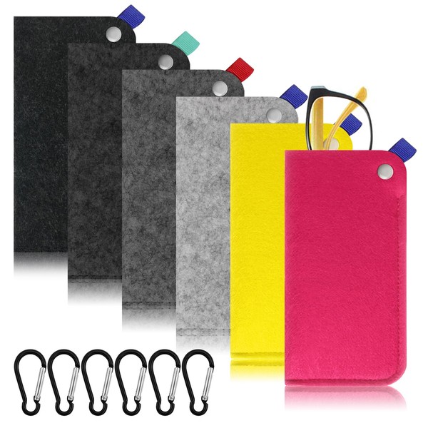 Suuwwn Glasses Case Felt, 6 Pieces Glasses Case, Soft Glasses