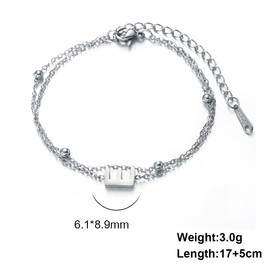 Yimofy Initial Bracelet for Women Dainty Double-Layer Letter Bracelets Women's Silver Plated Stainless Steel Layering Wrist Bracelet Chain E