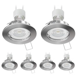 ledscom.de FERE Recessed Ceiling Spotlights Chrome Matt GU10 LED Lamp 504 lm 50° White Pack of 6