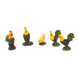 5 x Hens and Roosters, Chickens, Christmas Figures, 6 cm, Nativity Scene Set, Figures, Animals, Birth of Jesus, 3 Kings, Nativity Trades, God, Accessories for Scale Models