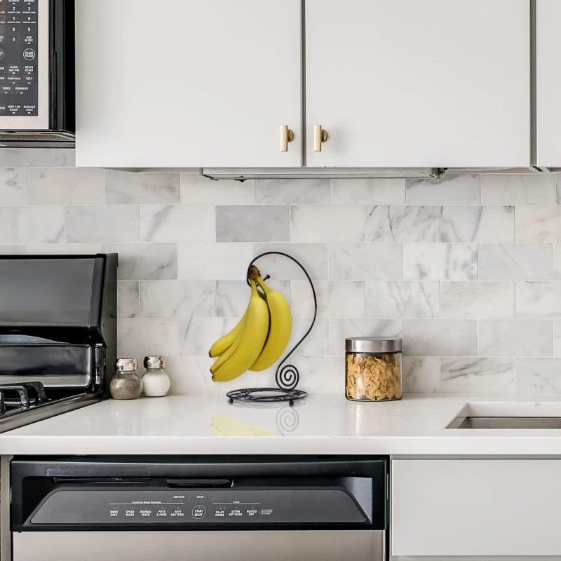 Blue Donuts Black Banana Holder Rack Sturdy Design Keeps Bananas