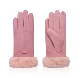 Feelorna Women's Winter Warm Gloves, Winter Fleece Lined Gloves, Thermal Touchscreen Wind Protection Gloves for Outdoor Use, pink