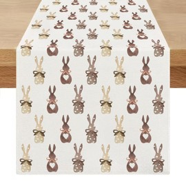 Easter Table Runner 13x72 Inches Long Modern Table Runner Spring Seasonal Washable Kitchen Dining Table Decoration Bunnys Dresser Scarf Table Topper Home Kitchen Dining Tabletop Decor