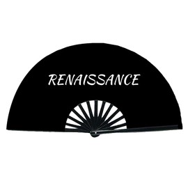 TUYUU RENAISSANCE Rave Hand Fan For Large Concert,Foldable Handheld Renaissance Fan,Festival Fan,Bamboo Clack Hand Held Fan for Party Performance Dance Decor,Black Large Folding Fan