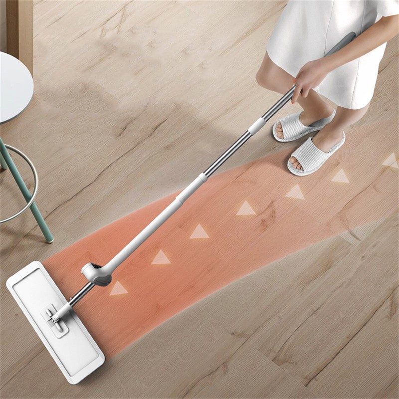 Microfiber Flat Mop Hand Wash Free Long Handle Large Flat