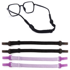 OPUGIT Adjustable Glasses Straps,4 Pcs No Tail Adjustable Eyewear Retainer Glasse Strap, Sunglasses Eyeglasses Holder Straps for Men,Women,Kids,Black/Purple
