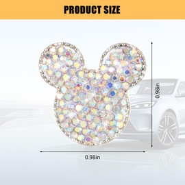 KHGUZ Bling Car Tire Valve Stem Caps, 4PCS Dustproof Crystal Rhinestone Mickey Vehicle Tyre Valve Stem Cover, Sparkling Attractive Auto Wheel Decoration Accessories, Universal Fit (AB)