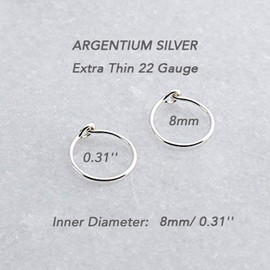8mm 22 GA Silver Hoop Earrings Cartilage Nose Septum Ear Helix Tragus Piercing (8mm | 22 GA | Argentium Silver | Smooth)
