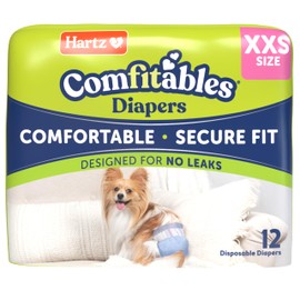 New! Hartz® Comfitables® Disposable Dog Diapers, Size XXS 12 Count, Comfortable & Secure Fit, Easy to Put On, Super Absorbent Male and Female Diaper