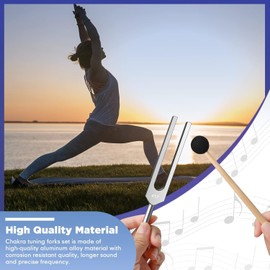 128 Hz Tuning Forks for Healing with Reflex Hammer Chakras, Stainless Steel Medical-Grade Tuning Fork Instrument with Fixed Weights for Focus Sound Therapy Yoga Meditation Accessories (Red-128Hz)