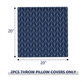 TWLEAR Outdoor Pillow Covers for Patio Furniture 20x20 Inch, Decorative Patio Throw Pillow Covers Set of 2, Modern Square Cushion Cases for Porch Garden Home Office, Herringbone Navy