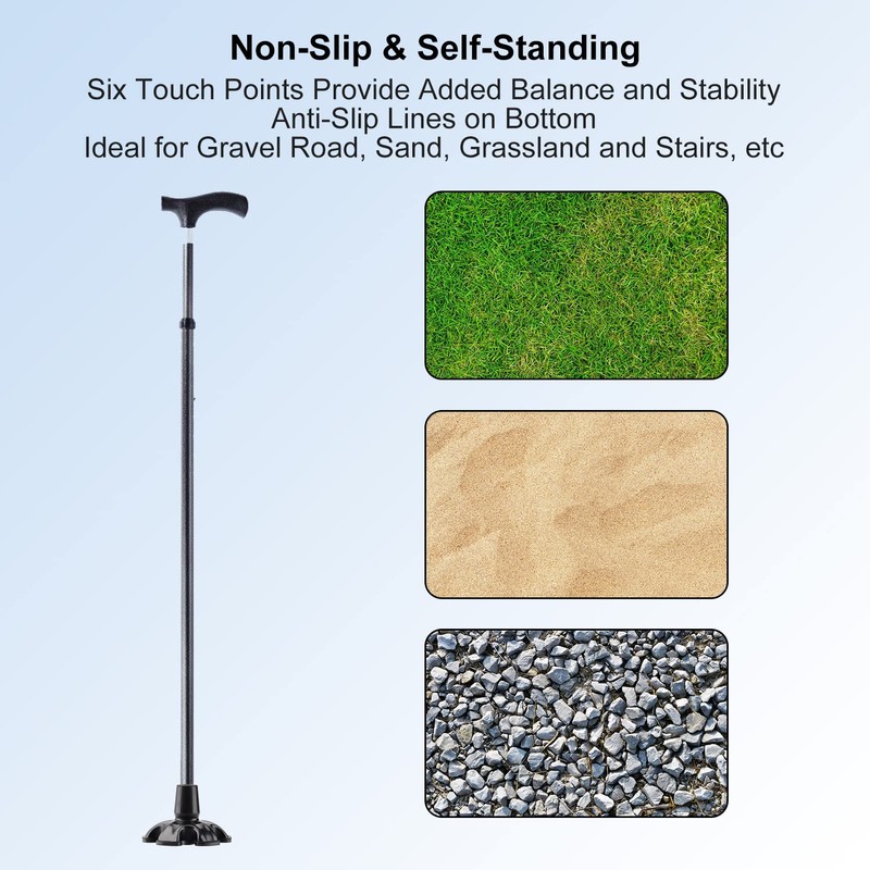 supregear Cane Tip with 6 Prong, Non-Slip 6 Support Rubber