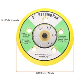 uxcell 5 Inch Hook and Loop Backing Sanding Pads with 5/16"-24 Thread for Diamond Sanding Finishing Polishing Buffing Pads, Yellow + Black 2pcs