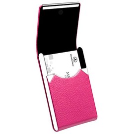 Padike PU Leather Business Card Holder for Women Professional Business Name Card Holder Stainless Steel Business Card Case with Magnetic Shut (Rose red)