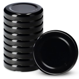 KADAX Screw Cap fi43 mm, Twist Off Lid Set Made of Metal, Fits 40 ml Jars, Replacement Lids with 4 Locking Teeth, Lids for Jars, Bottles and Mason Jars (Pack of 10, Black)