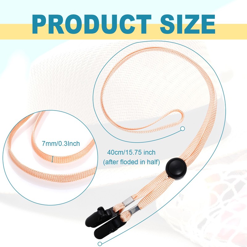 Sucrain 5 Pieces Adjustable Hat Strap Clips Hat Chin Cord