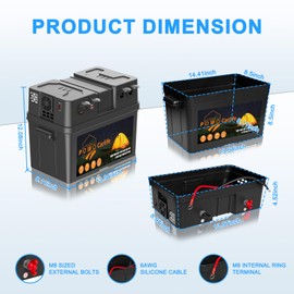 Battery Box for Group 24/27 Group, Build-in Pure Sine 110V 500W Inverter AC Outlet, 12V Battery Box for Marine, Camping, RV, Trailer, Boat